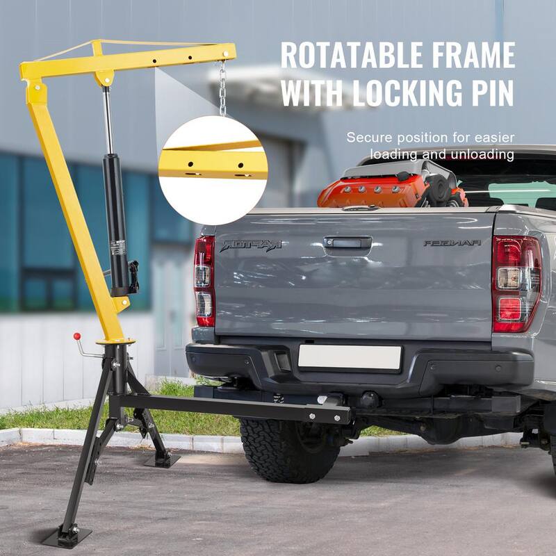 VEVOR Hydraulic Pickup Truck Crane 1000 lbs. Capacity 360° Swivel Hitch Mounted Crane for Lifting Goods in Construction - YYCZDJ1000LBSSO12V0