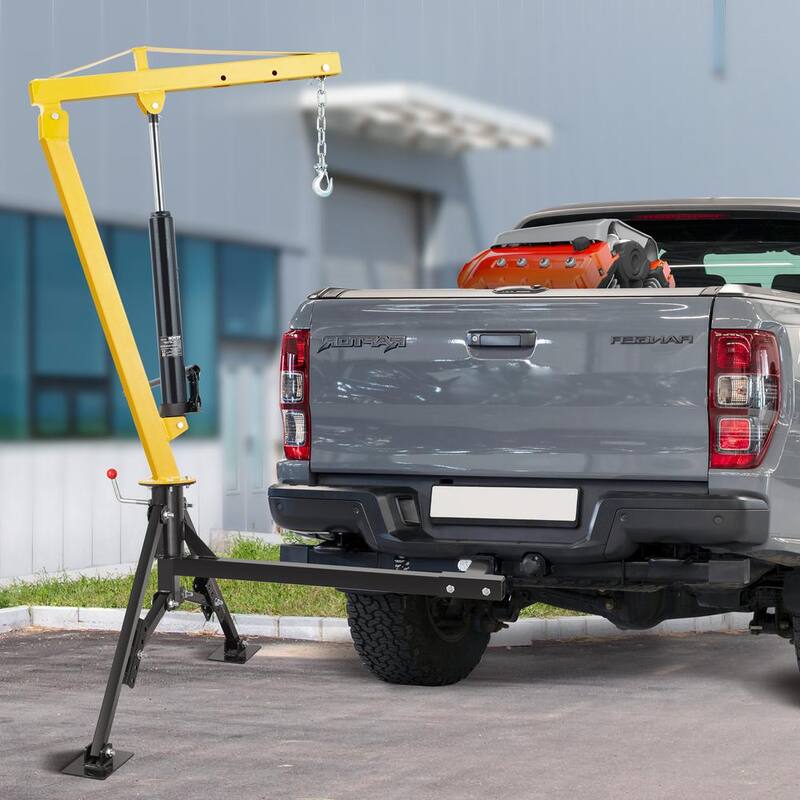 VEVOR Hydraulic Pickup Truck Crane 1000 lbs. Capacity 360° Swivel Hitch Mounted Crane for Lifting Goods in Construction - YYCZDJ1000LBSSO12V0