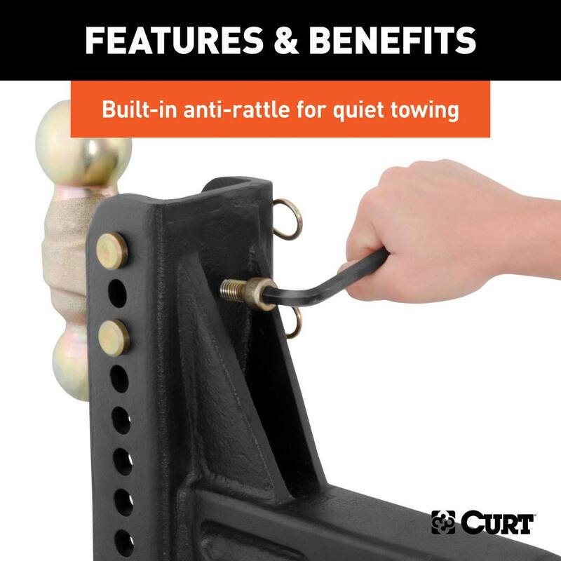 CURT Adjustable 6 in. Channel Mount Trailer Hitch with Dual Ball (2-1/2 in. Shank) 20,000 lbs.Capacity - 45902