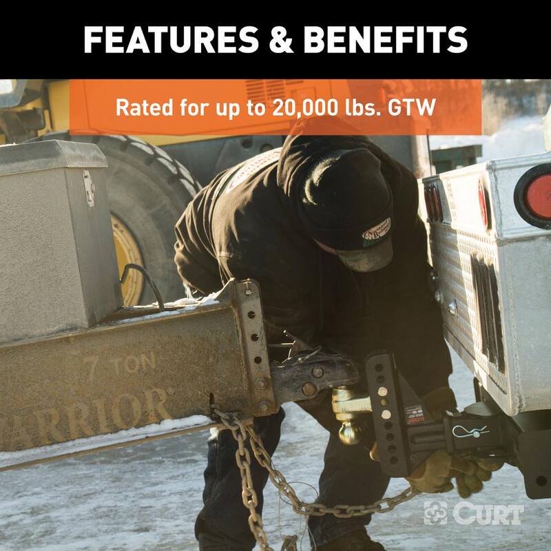 CURT Adjustable 6 in. Channel Mount Trailer Hitch with Dual Ball (2-1/2 in. Shank) 20,000 lbs.Capacity - 45902