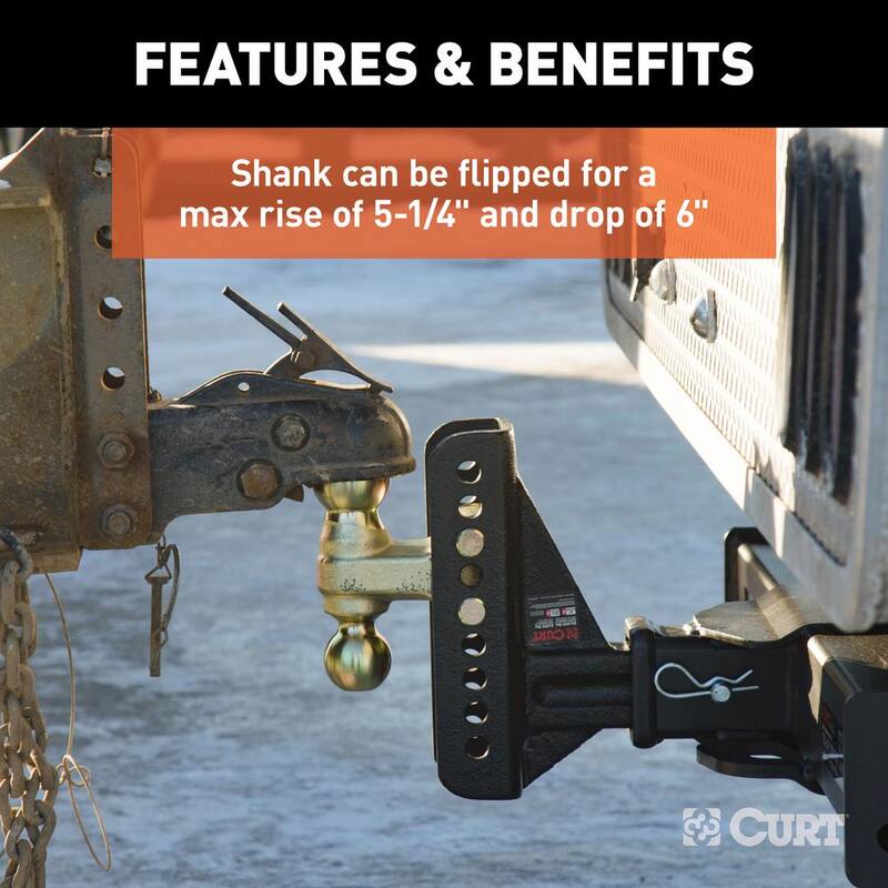 CURT Adjustable 6 in. Channel Mount Trailer Hitch with Dual Ball (2-1/2 in. Shank) 20,000 lbs.Capacity - 45902