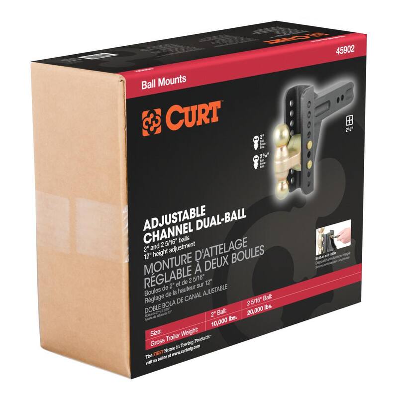CURT Adjustable 6 in. Channel Mount Trailer Hitch with Dual Ball (2-1/2 in. Shank) 20,000 lbs.Capacity - 45902