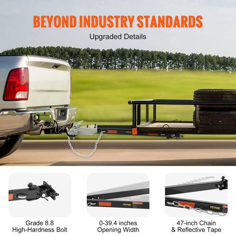 VEVOR Tow Bar 5,500 lbs. Towing Capacity with Chains Alloy Steel Bumper-Mounted Universal Towing Bar for 2 in. Ball Hitch - OHQLJB5500IB0C9B0V0