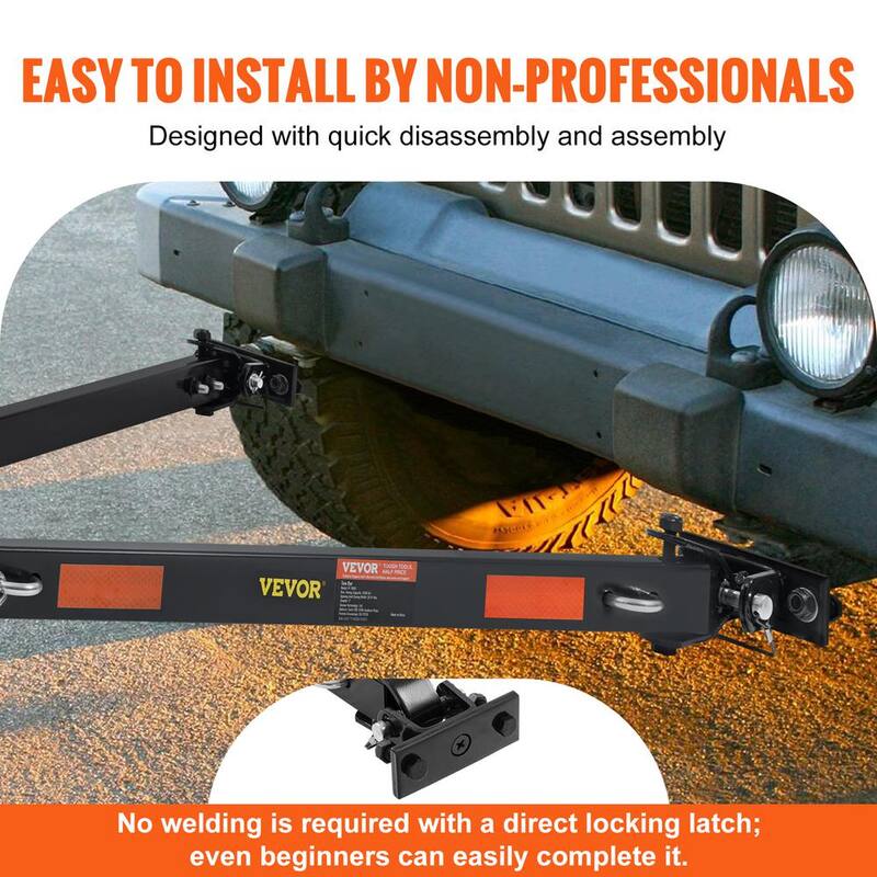 VEVOR Tow Bar 5,500 lbs. Towing Capacity with Chains Alloy Steel Bumper-Mounted Universal Towing Bar for 2 in. Ball Hitch - OHQLJB5500IB0C9B0V0