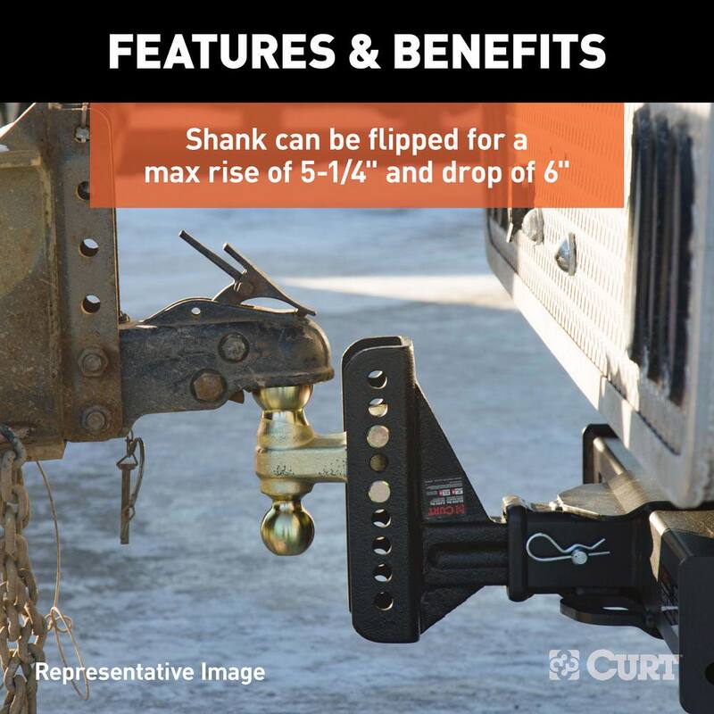 CURT 20,000 lbs. Adjustable Trailer Hitch Channel Mount Ball & Pintle Hook Combination with 2-5/16 in. Ball (2-1/2 in. Shank) - 45908