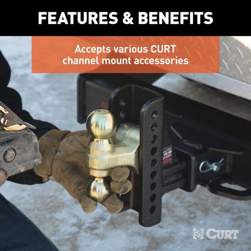 CURT 20,000 lbs. Adjustable Trailer Hitch Channel Mount Ball & Pintle Hook Combination with 2-5/16 in. Ball (2-1/2 in. Shank) - 45908