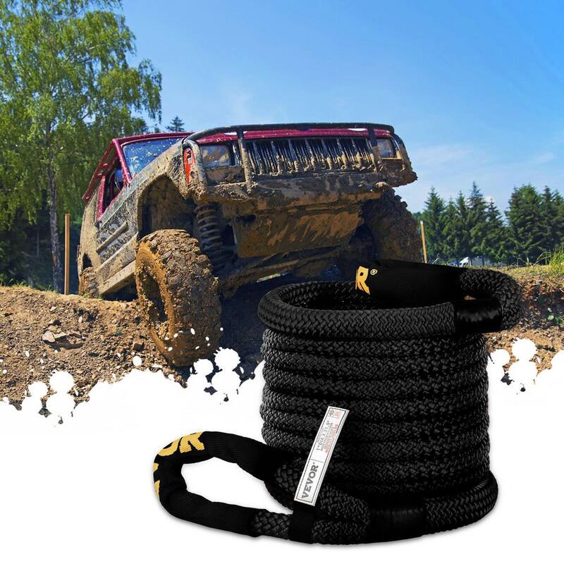 VEVOR 1 in. x 31.5 ft. Kinetic Recovery Energy Rope 33,500 lbs. Heavy Duty Tow Rope w/Carry Bag for Recovering Vehicles(Black) - JYSBHS3350025HLW9V0