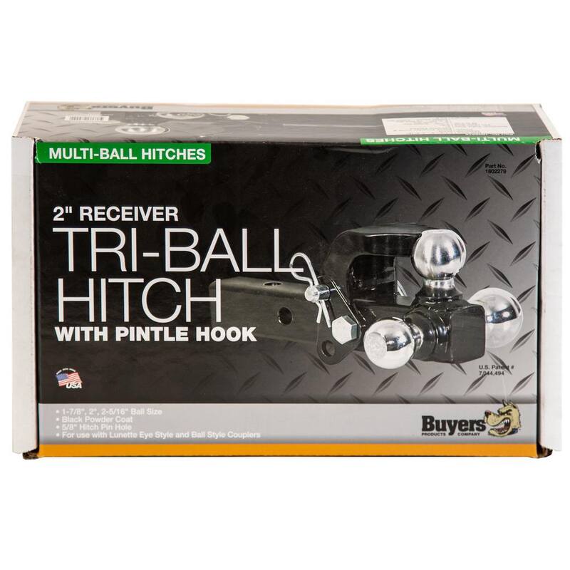 Buyers Products Company 1-7/8 in., 2 in., 2-5/16 in. Chrome Towing Balls Tri-Ball Hitch with Pintle Hook - 1802279