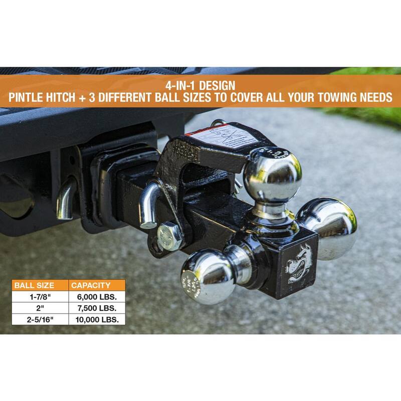 Buyers Products Company 1-7/8 in., 2 in., 2-5/16 in. Chrome Towing Balls Tri-Ball Hitch with Pintle Hook - 1802279