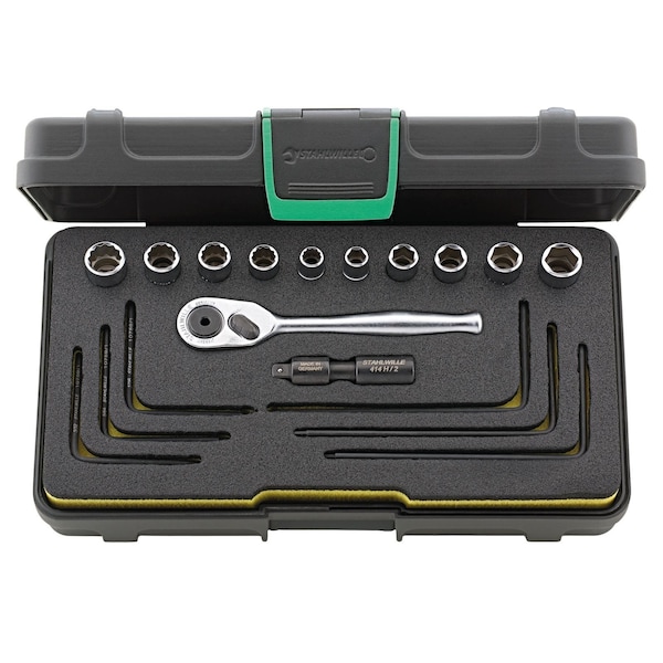 Stahlwille Tools 6, 3 mm (1/4") Socket set for Hi-Lok bolts 40A/40AD/16/2 18-pcs. - 96016304