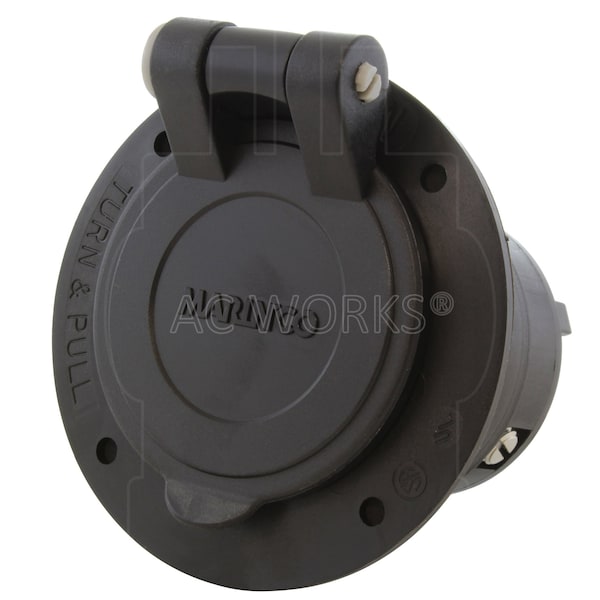 Ac Works 50 Amp 125/250 Volt Power Input Inlet with Front Cover - CS6375-FC