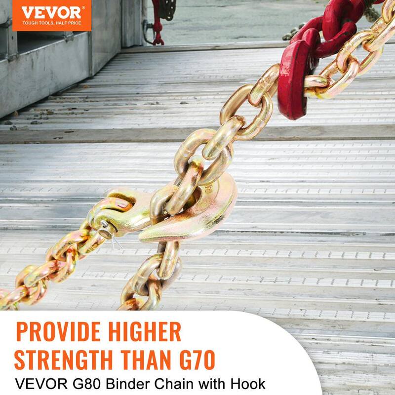 VEVOR Transport Binder Chain 4,900 lbs. Load Capacity G80 Tow Chain 5/16 in. x 20 ft. with Grab Hooks, 2-Pack - ZGTLJZMGDXZYJQB0WV0