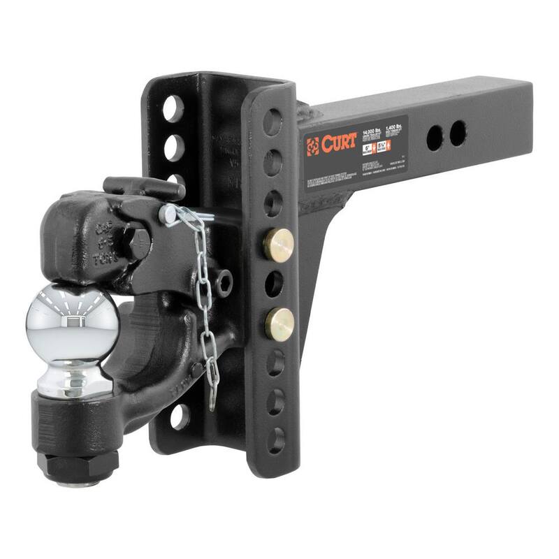 CURT 13,000 lbs. Adjustable Trailer Hitch Channel Mount Ball & Pintle Hook Combination with 2-5/16 in. Ball (2 in. Shank) - 45907