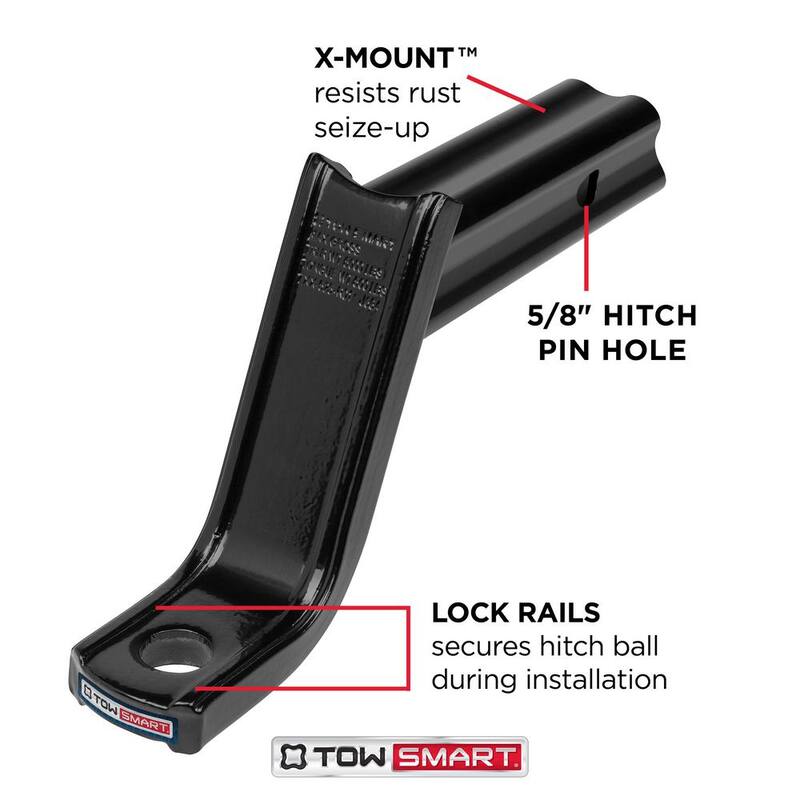 TowSmart Class 3 5,000 lb. 5-1/4 in. Drop, 4 in. Rise, 1 in. Shank X-Mount Reversible Trailer Hitch Ball Mount - 702
