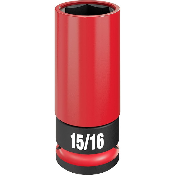 Milwaukee Tool 1/2 in Drive Lug Nut Wheel Socket 15/16 in Size, Deep Socket, Black Phosphate - 49-66-7813