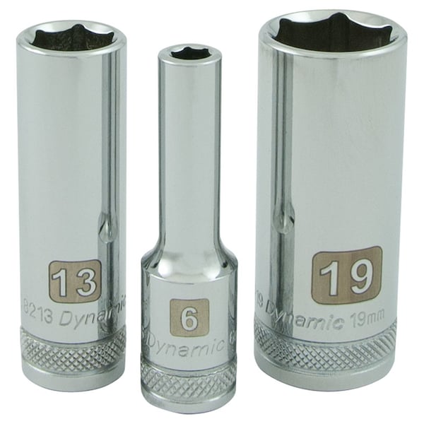 Dynamic Tools 3/8" Drive 14 Piece 6 Point, Deep Metric Socket Set, 6mm - 19mm - D010005