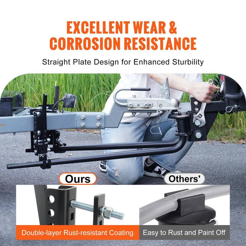 SKYSHALO Weight Distribution Hitch Kit 2 in. Shank Weight Distributing Hitch 2.5 in. Drop, 6.5 in. Rise (15K lbs., 35 in. Bars) - YBKZTCG7IN251IZFWV0-0619
