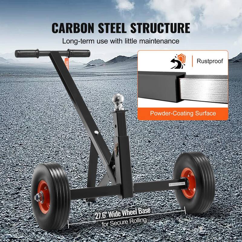 VEVOR Adjustable Trailer Dolly, 600 lbs. Tongue Weight Capacity, Carbon Steel Trailer Mover with 16-24 in. Adjustable Height - TYSDQYCBX6002IXQVV0-819