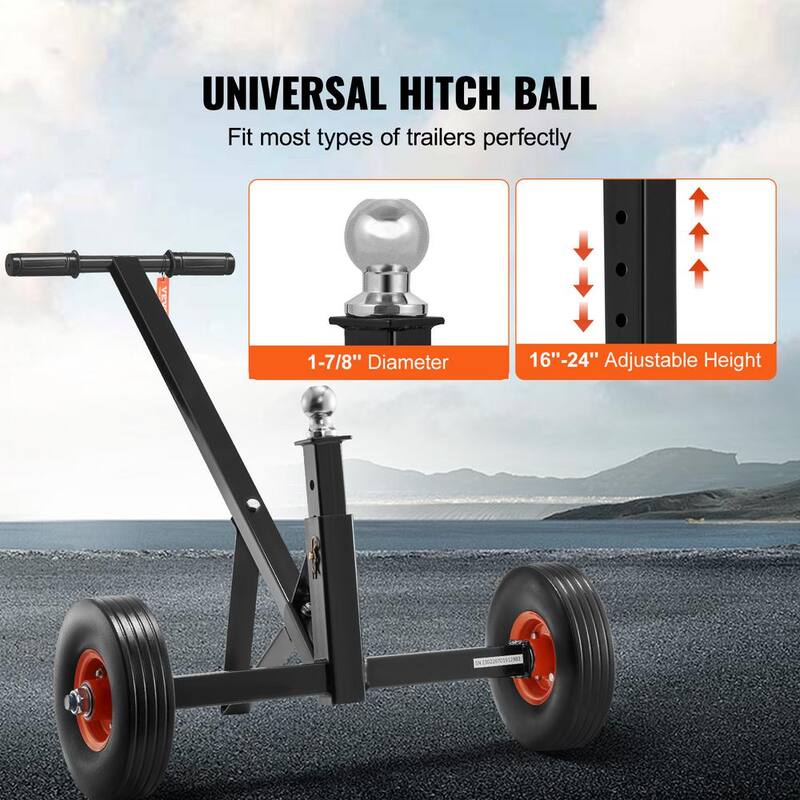 VEVOR Adjustable Trailer Dolly, 600 lbs. Tongue Weight Capacity, Carbon Steel Trailer Mover with 16-24 in. Adjustable Height - TYSDQYCBX6002IXQVV0-819