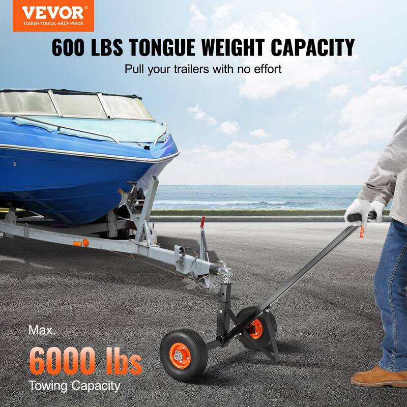 VEVOR Adjustable Trailer Dolly, 600 lbs. Tongue Weight Capacity, Carbon Steel Trailer Mover with 16-24 in. Adjustable Height - TYSDQYCBX6002IXQVV0-819