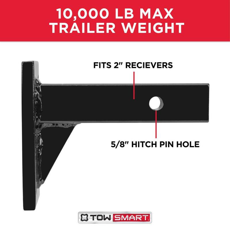 TowSmart Pintle Hook Mounting Plate for 2 in. Hitches - 6-1/2 in. Shank, 8 Hole, 10,000 lb. capacity - 9231