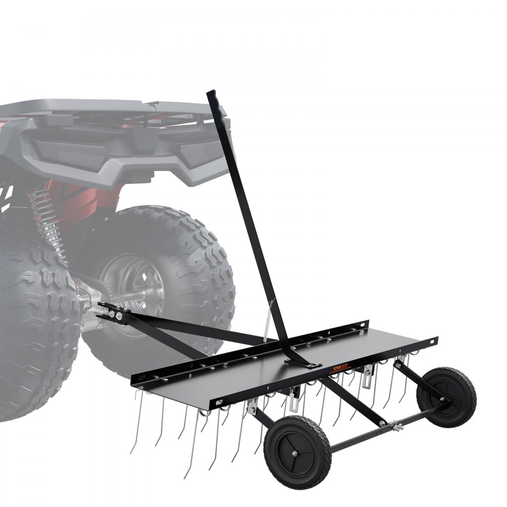 VEVOR Tow Behind Dethatcher, 48-inch Tow Dethatcher with 24 Spring Steel Tines, Lawn Dethatcher Rake for ATV or Mower, Tow Behind Lawn Rake with Lift Handle for Garden Farm Grass - QXSCJ48QYGLJ9DV44V0