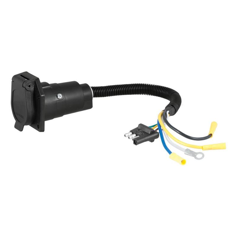 CURT Electrical Adapter (4-Way Flat Vehicle to 7-Way RV Blade Trailer) - 57184