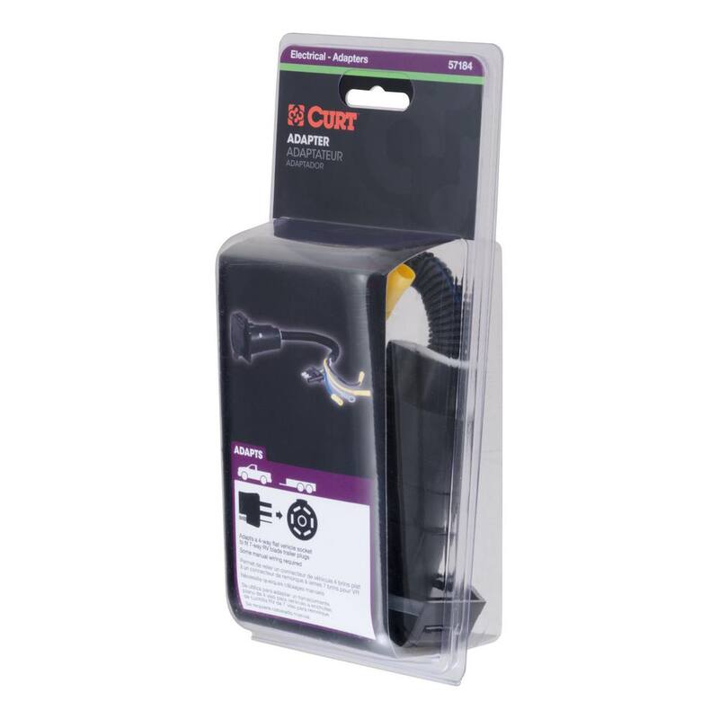 CURT Electrical Adapter (4-Way Flat Vehicle to 7-Way RV Blade Trailer) - 57184