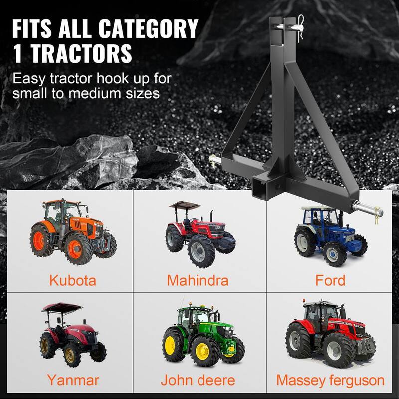 VEVOR 3 Point Hitch Receiver 2 in. Receiver Trailer Hitch Category 1 Tractor Tow Drawbar Adapter for Trailers, Farm Equipment - SJXTJSJX000052VQVV0