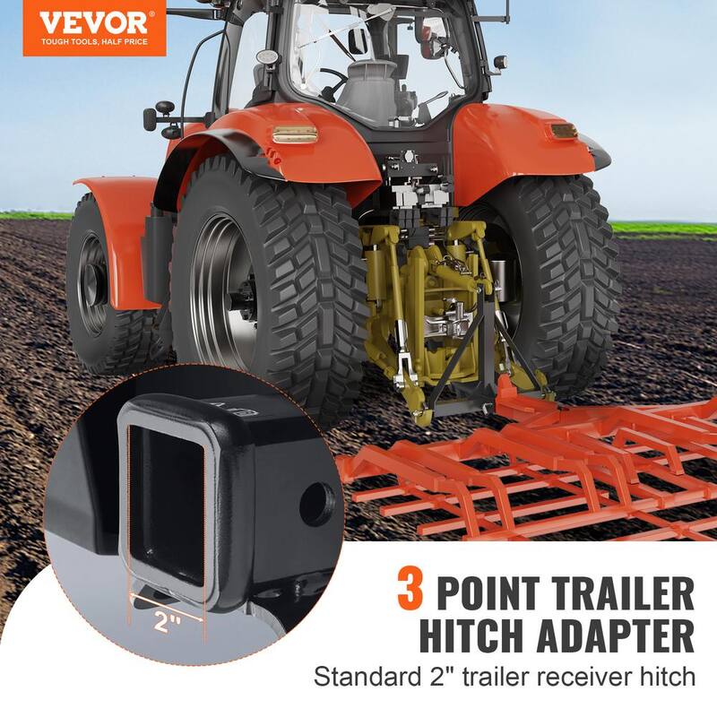 VEVOR 3 Point Hitch Receiver 2 in. Receiver Trailer Hitch Category 1 Tractor Tow Drawbar Adapter for Trailers, Farm Equipment - SJXTJSJX000052VQVV0
