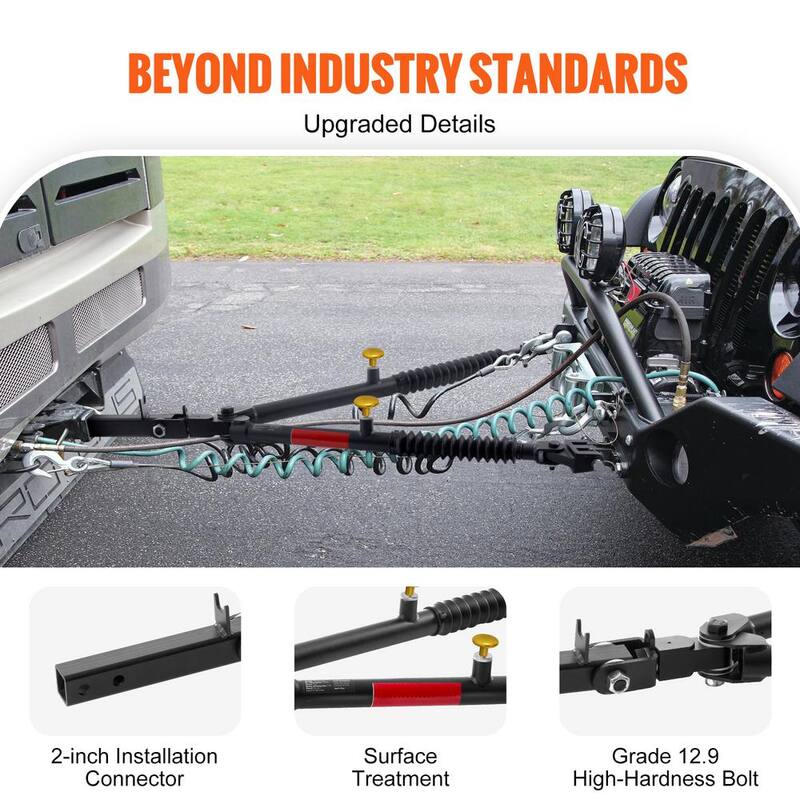 VEVOR Tow Bar Bumper Mount Tow Bar 10,000 lbs. Fits 2-in. Connector with Ropes for RV Car Trailer Truck - LJBKQYG100006Q0GNV0