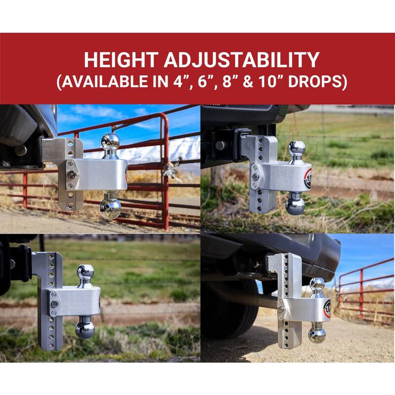 Weigh Safe 180 Hitch - 6" Adjustable Trailer Hitch Ball Mount for 2.5" Receiver w/ Chrome Plated Balls, 18,500 lbs GTW - CTB6-2.5