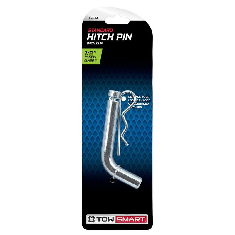 TowSmart Standard 1/2 in. Steel Bent Hitch Pin with Clip - Fits 1-1/4 in. x 1-1/4 in. Hitch Receivers - 731M