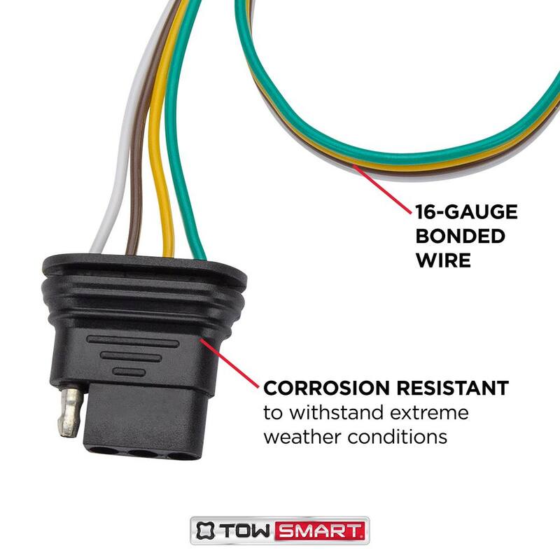 TowSmart 18 in., 4-Way Flat Trailer Light Wiring Kit with Splice Connectors - 1421