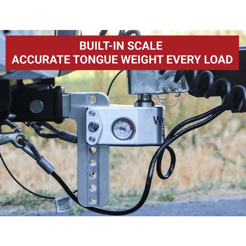 Weigh Safe Aluminum 6" Adjustable Trailer Hitch for 2" Receiver w/ Built in Weight Scale & 2 pc Keyed Alike Lock Set - WS6-2-KA