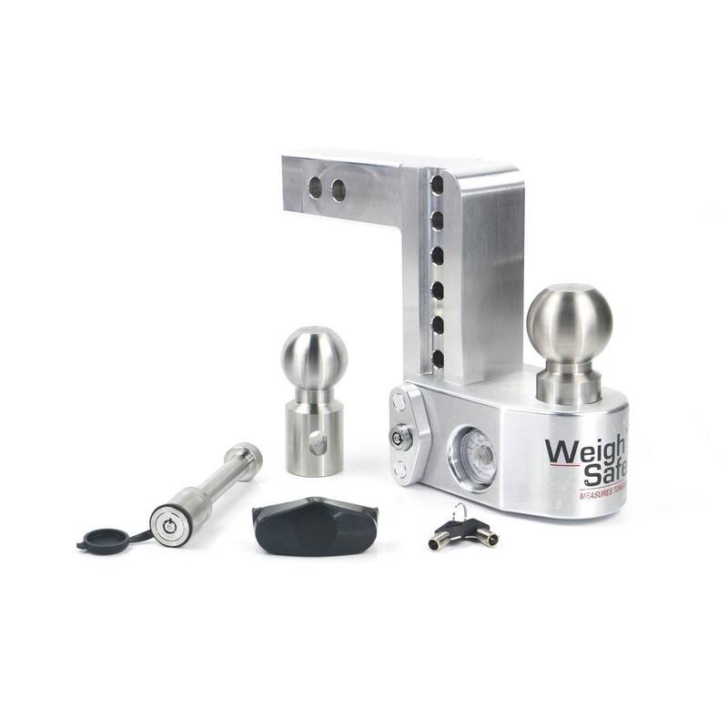 Weigh Safe Aluminum 6" Adjustable Trailer Hitch for 2" Receiver w/ Built in Weight Scale & 2 pc Keyed Alike Lock Set - WS6-2-KA