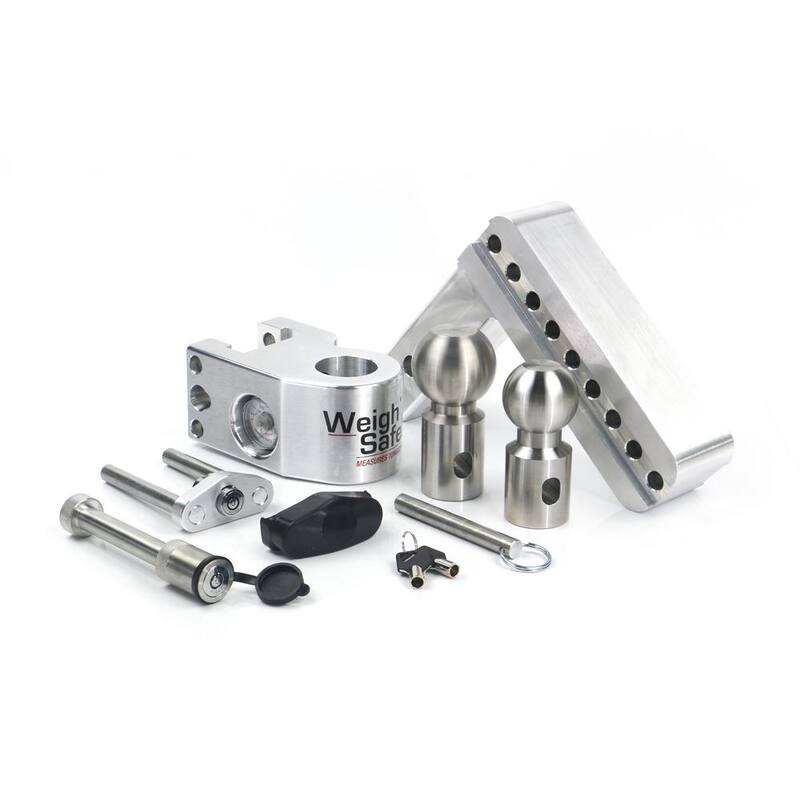 Weigh Safe Aluminum 6" Adjustable Trailer Hitch for 2" Receiver w/ Built in Weight Scale & 2 pc Keyed Alike Lock Set - WS6-2-KA