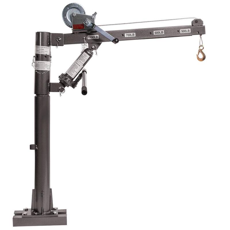 STARK USA 1100 lbs. Capacity 77 lbs. Hitch Class I Crane Hydraulic Hitch Lift Hoist with Hand Winch - 56076-H2