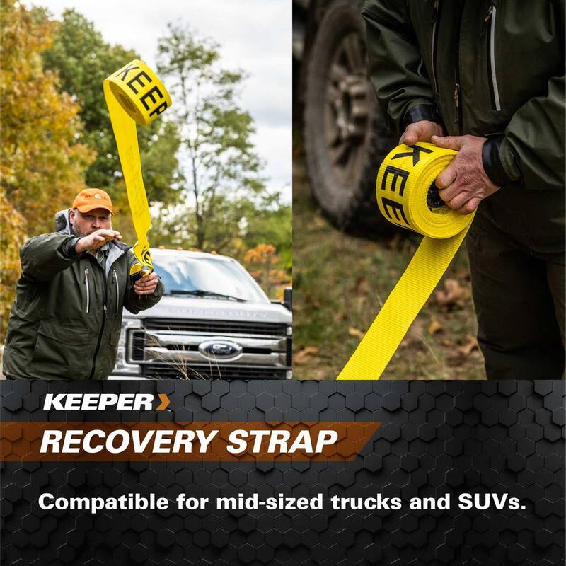 Keeper 30 ft. x 4 in. x 20,000 lbs. Vehicle Recovery Strap with Protected Loops - 02942