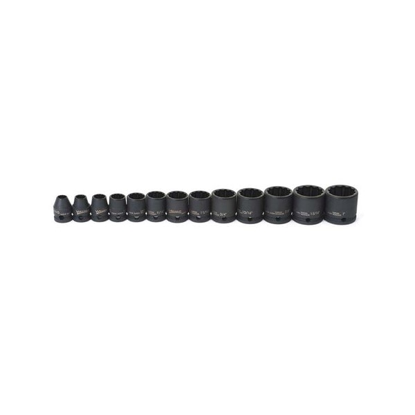 Williams Socket Set, 13 Pieces, 3/8 Inch Dr, Shallow, 3/8 Inch Size - JHW36923