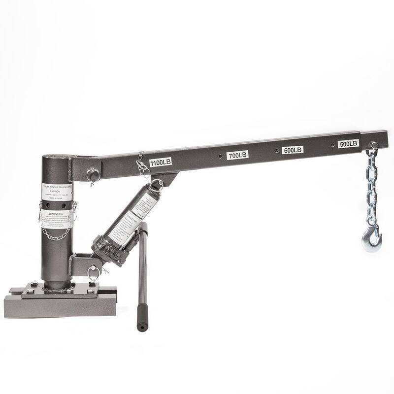 STARK USA 1100 lbs. Capacity 59.5 lbs. Hitch Class I Hitch Mounted Crane Hydraulic Lift Hoist - 56077-H1
