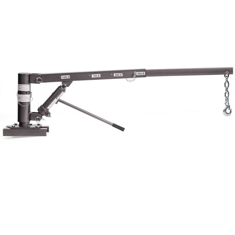 STARK USA 1100 lbs. Capacity 59.5 lbs. Hitch Class I Hitch Mounted Crane Hydraulic Lift Hoist - 56077-H1