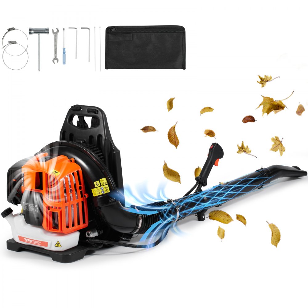 VEVOR Backpack Leaf Blower, 52CC 2-Cycle Leaf Blower with 1.37L Fuel Tank, 480CFM Air Volume 175MPH Speed, Ideal for Lawn Care, Leaf Cleaning, and Snow Removal - BBSRYCYJ52CC3SVF9V0