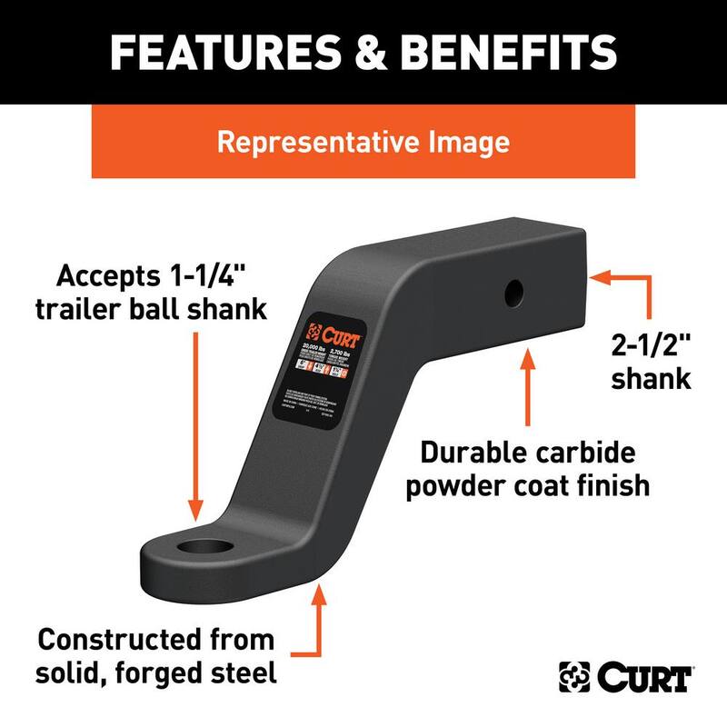 CURT 20,000 lbs. 6 in. Drop Commercial Duty Forged Trailer Hitch Ball Mount Draw Bar (2-1/2 in. Shank) - 45459