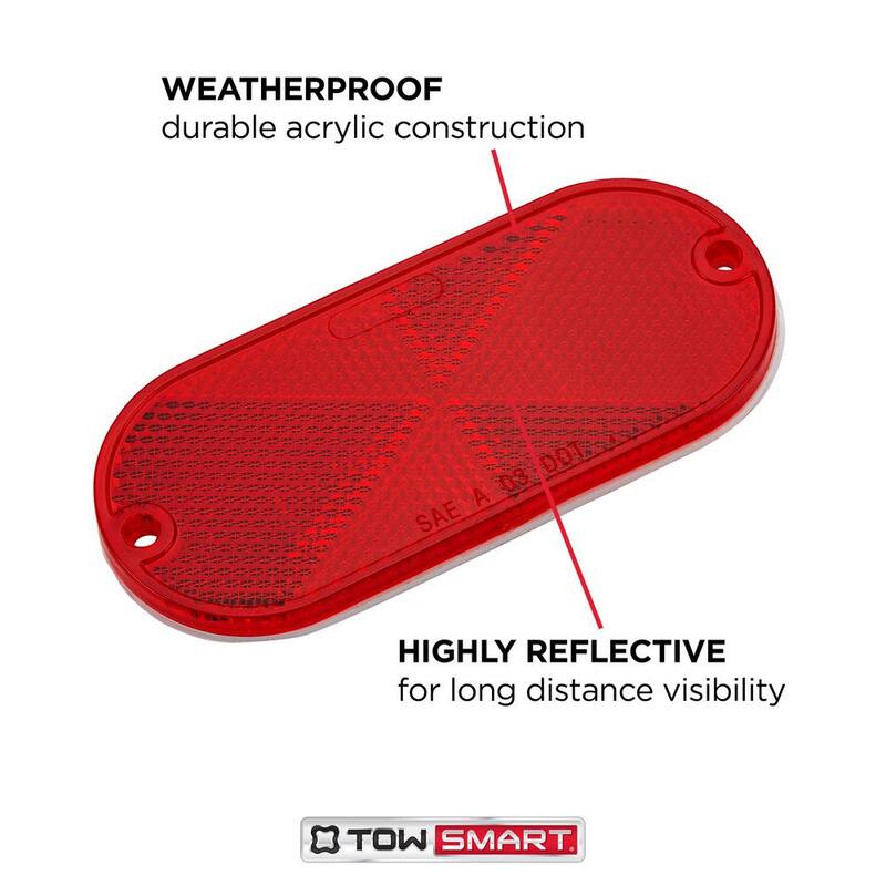 TowSmart 4-1/2 in. x 2 in. Red Quick Mount Oblong Reflector (2-Pack) - 1461