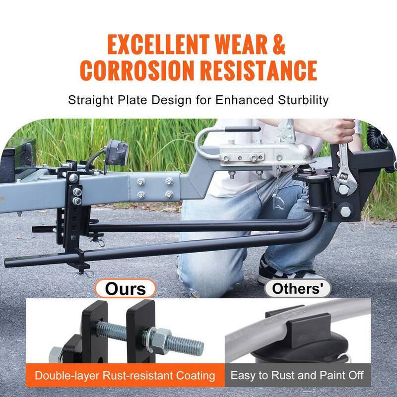 VEVOR Weight Distribution Hitch Kit 2 in. Shank Weight Distributing Hitch 2.5 in. Drop, 6.5 in. Rise (10K lbs., 35 in. Bars) - YBKZTCG7IN2517W6VV0