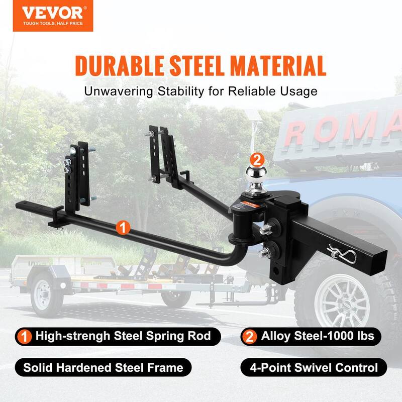 VEVOR Weight Distribution Hitch Kit 2 in. Shank Weight Distributing Hitch 2.5 in. Drop, 6.5 in. Rise (10K lbs., 35 in. Bars) - YBKZTCG7IN2517W6VV0