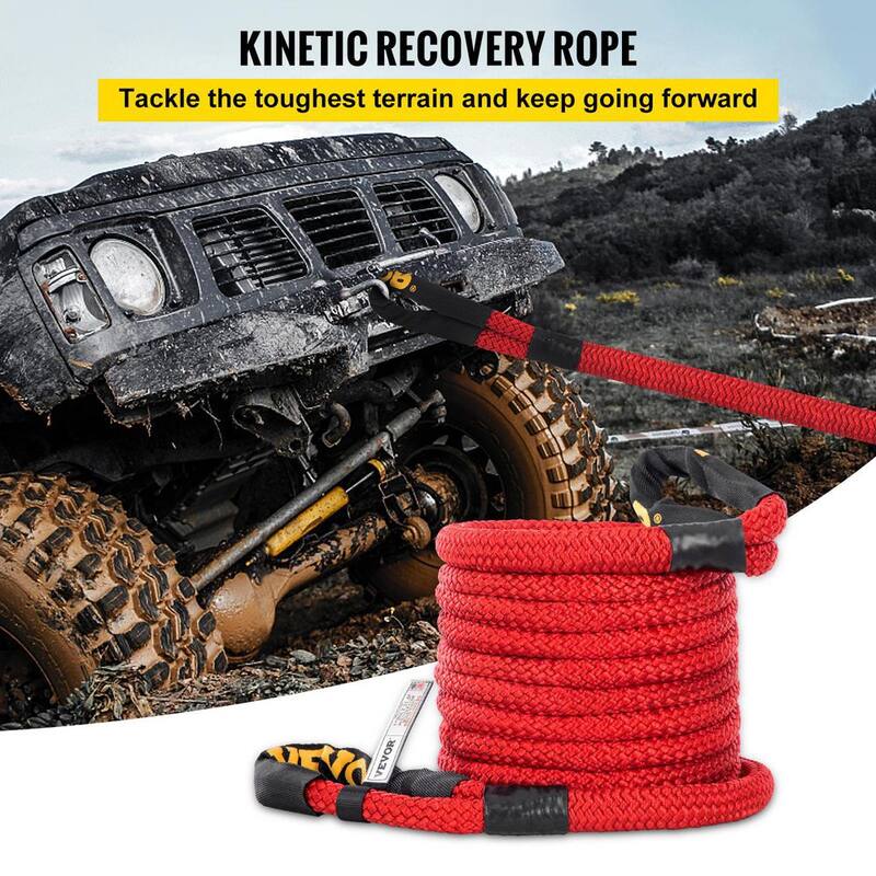 VEVOR 1 in. x 31.5 ft. Kinetic Recovery Energy Rope 33,500 lbs. Heavy Duty Tow Rope w/Carry Bag for Recovering Vehicles (Red) - JYSBCS3350025OA52V0