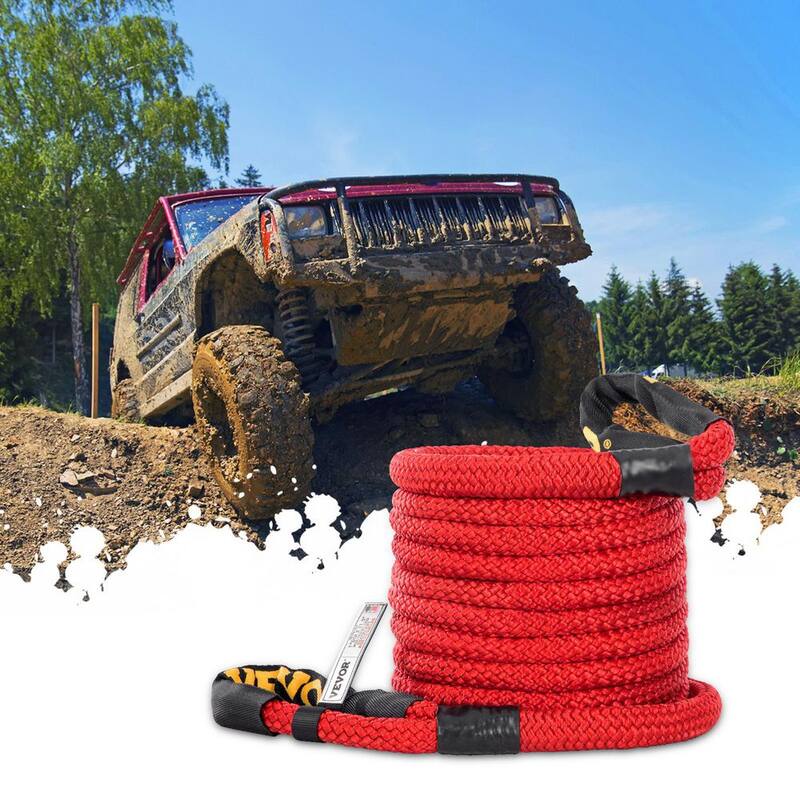 VEVOR 1 in. x 31.5 ft. Kinetic Recovery Energy Rope 33,500 lbs. Heavy Duty Tow Rope w/Carry Bag for Recovering Vehicles (Red) - JYSBCS3350025OA52V0