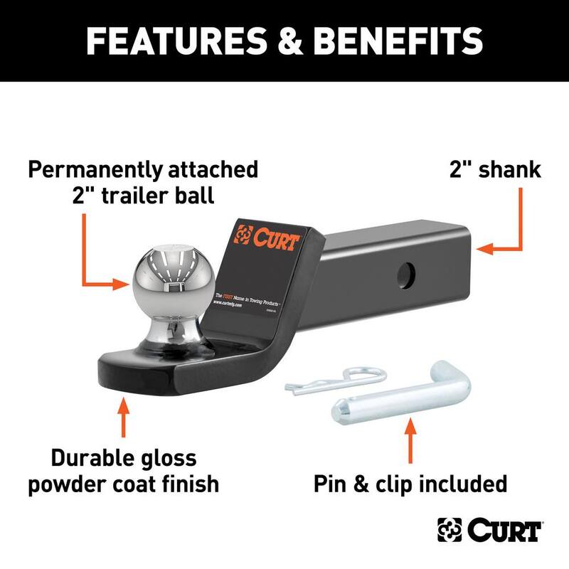 CURT 7,500 lbs. 2 in. Drop Fusion Trailer Hitch Ball Mount Draw Bar with 2 in. Ball (2 in. Shank) - 45134